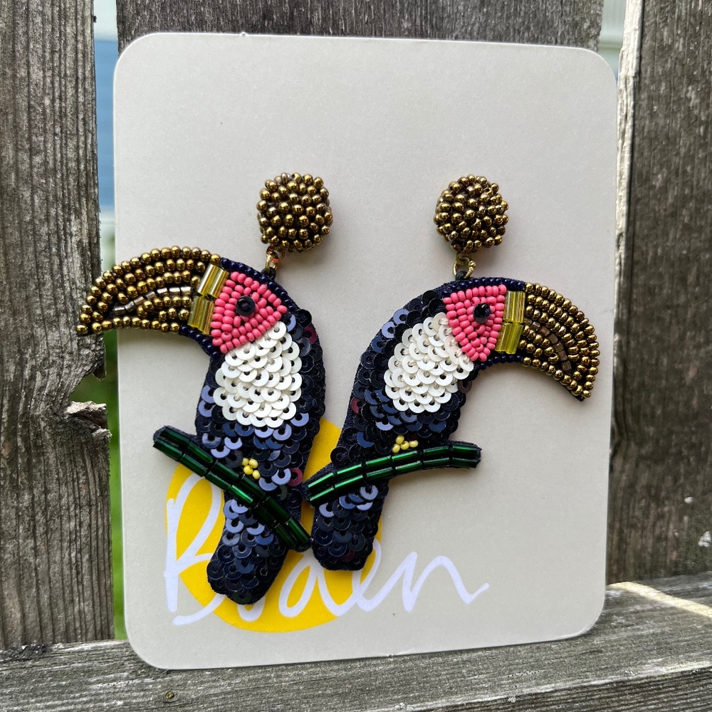 Boden Toucan Beaded Earrings